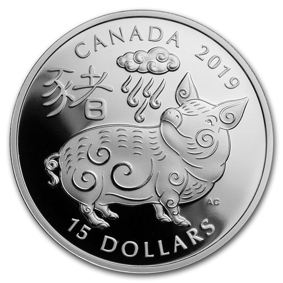 2019 Canada 1 oz Proof Silver $15 Lunar Year of the Pig 2019 Canada 1 oz Proof Silver $15 Lunar Year of the Pig